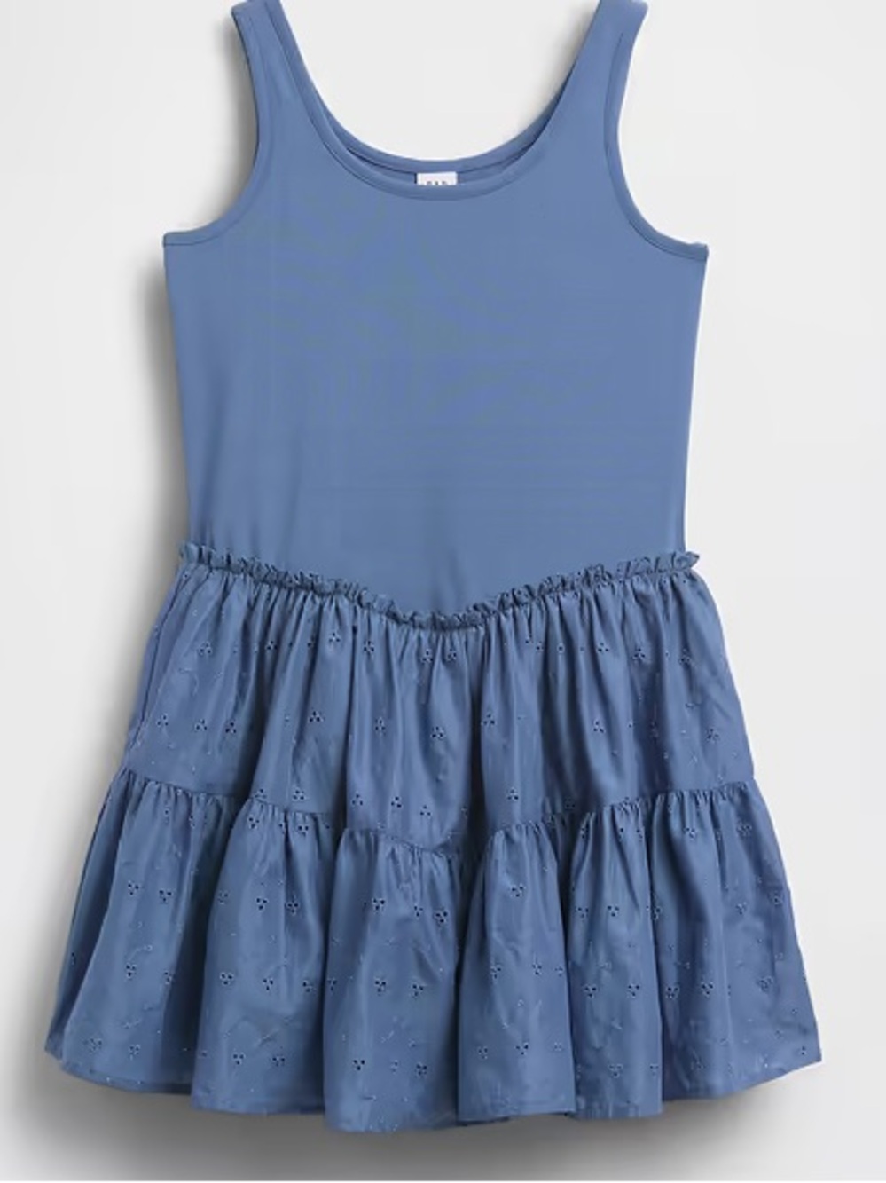 GAP - Girls Mixed Media Tiered Tank Dress (M- blue)